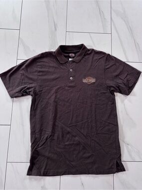 Harley-Davidson Men’s Medium Polo Shirt Brown Embroidered Casual Biker Tee